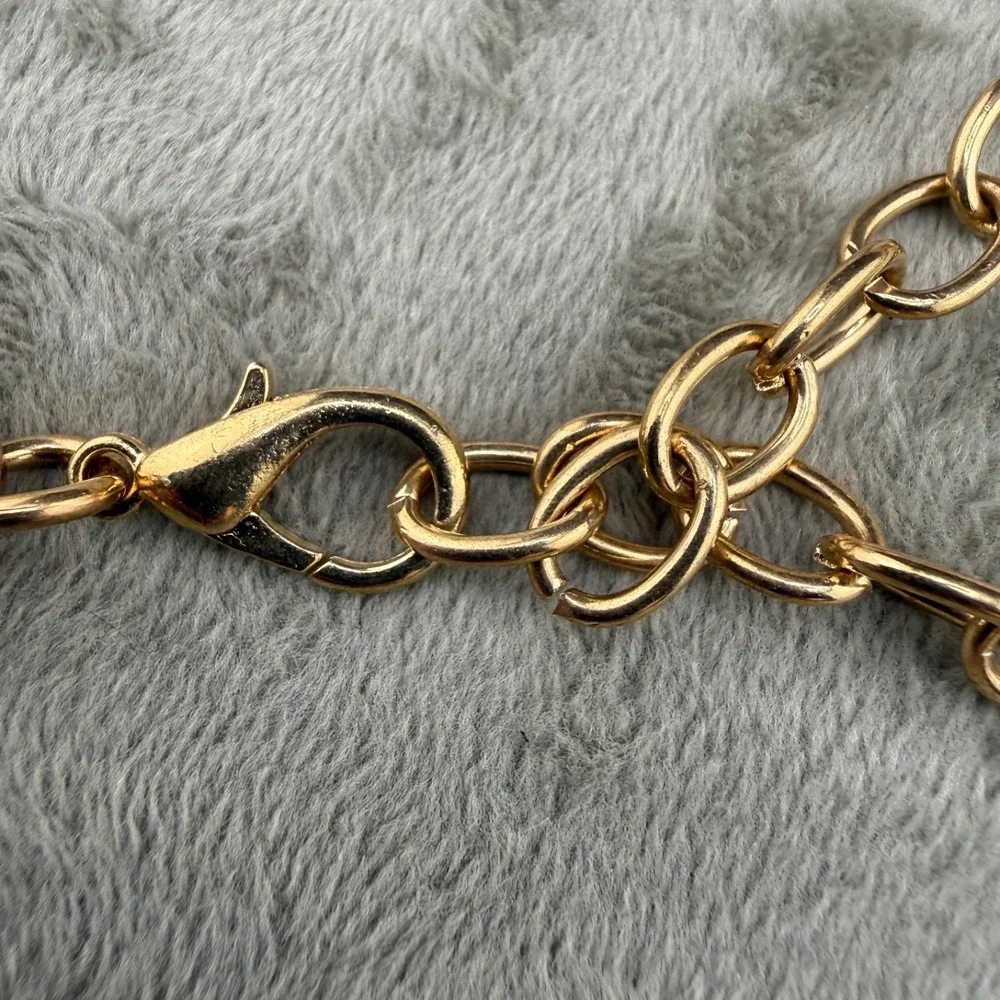 Chain Belt Red Rhinestone Gold Tone Adjustable 44in